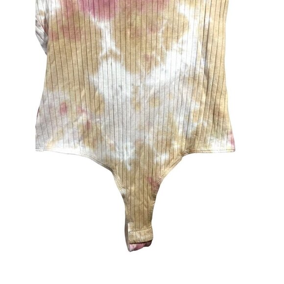 LE LIS Tie-Dye Ribbed Jersey Snap Crotch Bodysuit Blouse Top L/S Medium NWT - Picture 5 of 12